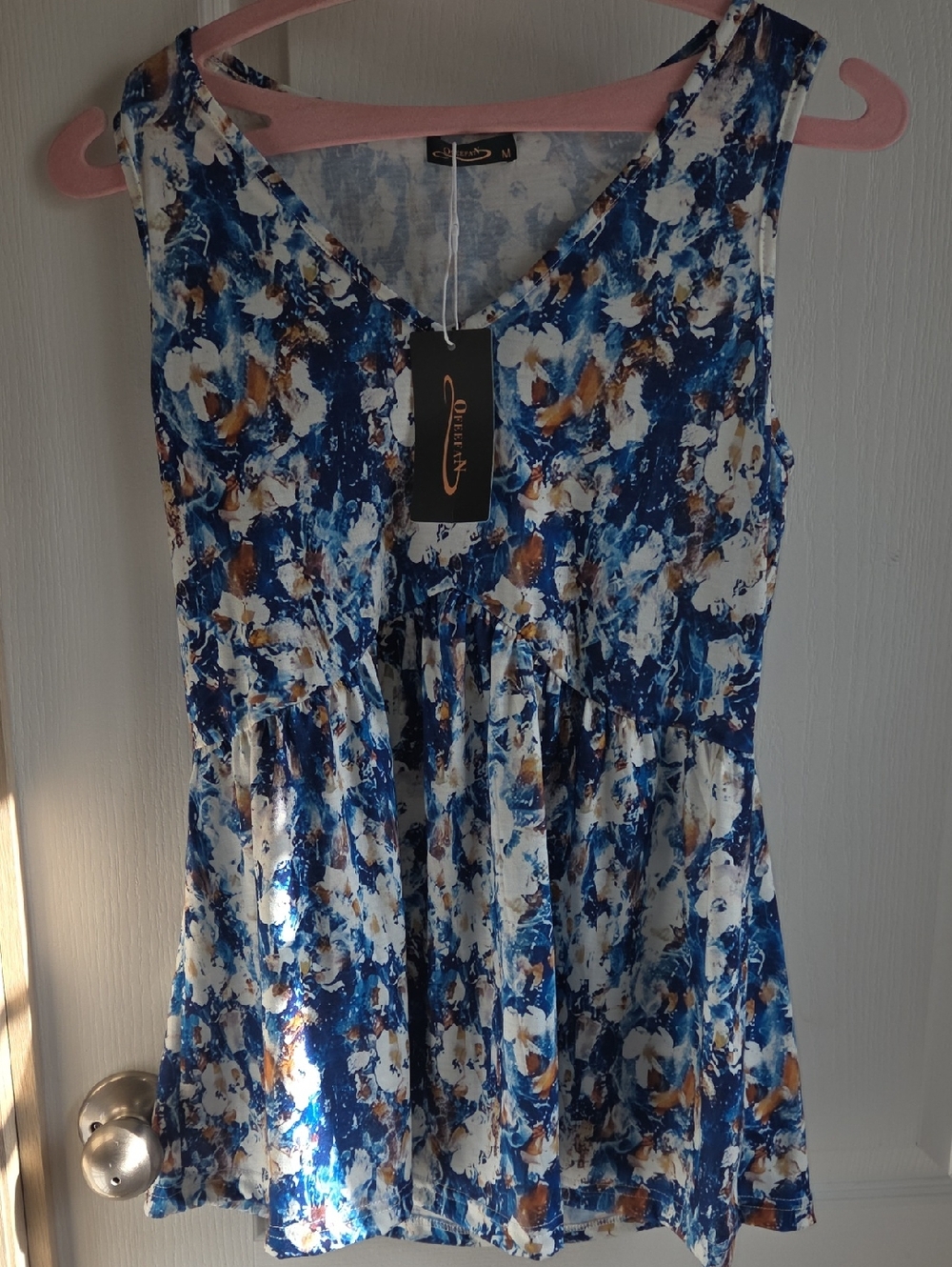 Women’s Blue Floral Tank Top by Olivia Rae